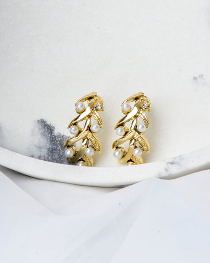 Gold Plant Leaves Earrings