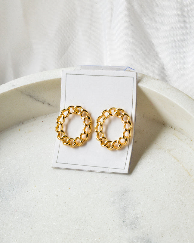 Earrings - Round Gold Chain