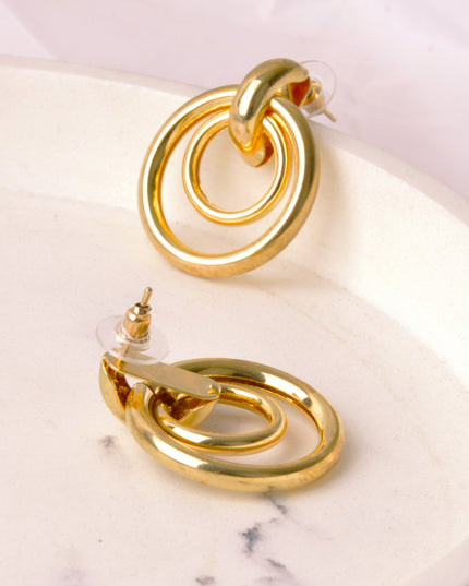 Double Gold Round Earrings