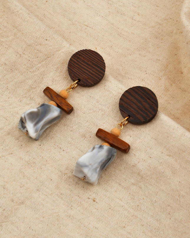 Gray Wooden Earrings