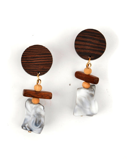 Gray Wooden Earrings