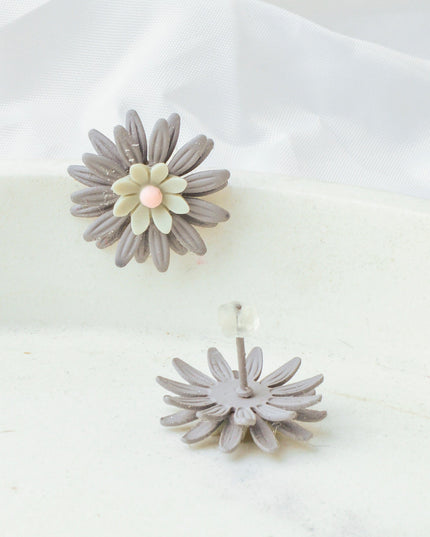 Gray Floral Earrings