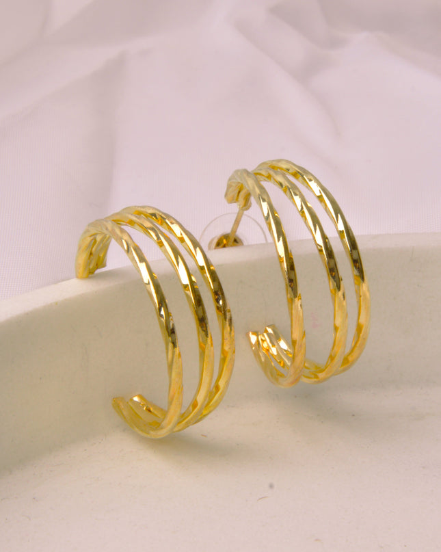 Triple Gold Moon Earrings