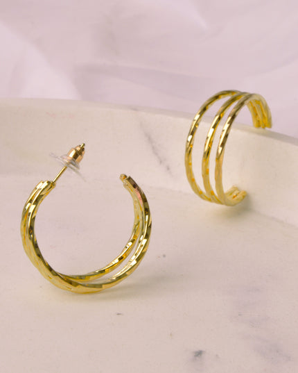Earrings - Moon Gold Triple