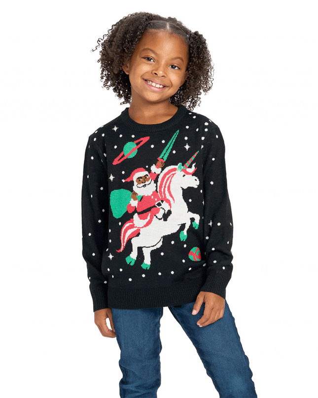 Girl's Santa Unicorn Ugly Christmas Sweater