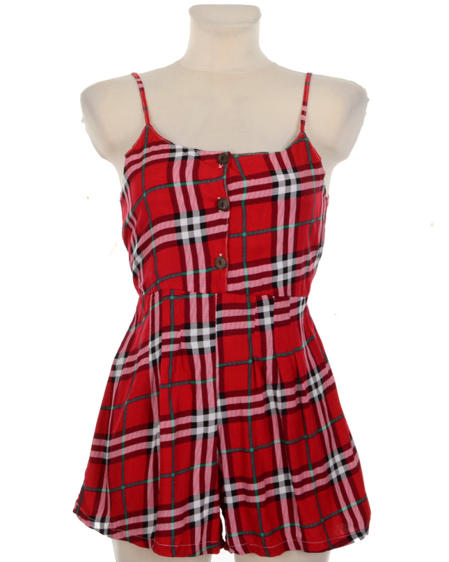 Checkered Button Romper