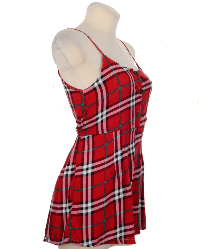 Checkered Button Romper