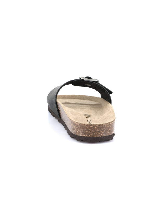 Grünland Black Single Strap Women's Slippers