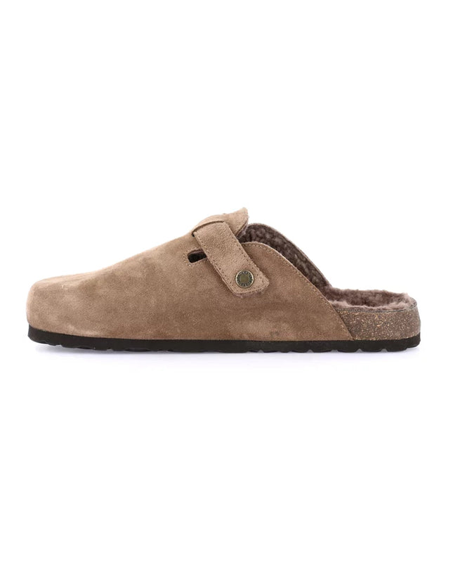 Grünland Men's Plush Clogs in Taupe for Cozy Holiday Wear