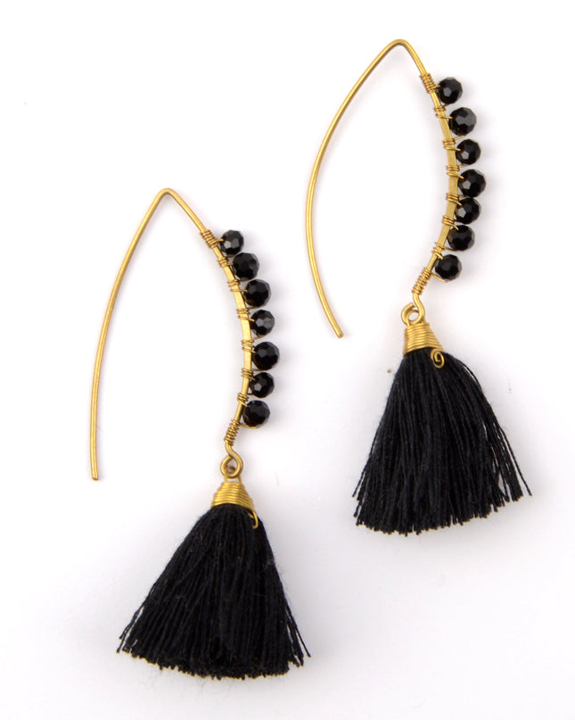 Black Beaded Earrings