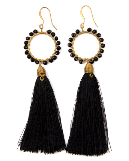 Black Beaded Earrings for Halloween