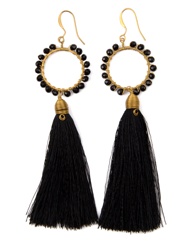 Black Beaded Earrings for Halloween