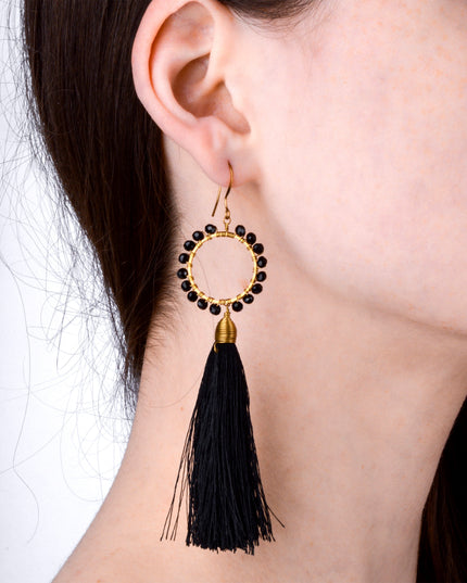Black Beaded Earrings for Halloween