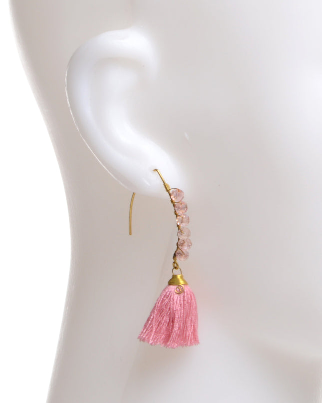 Pink Beaded Earrings for Christmas