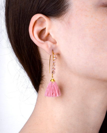 Pink Beaded Earrings for Christmas