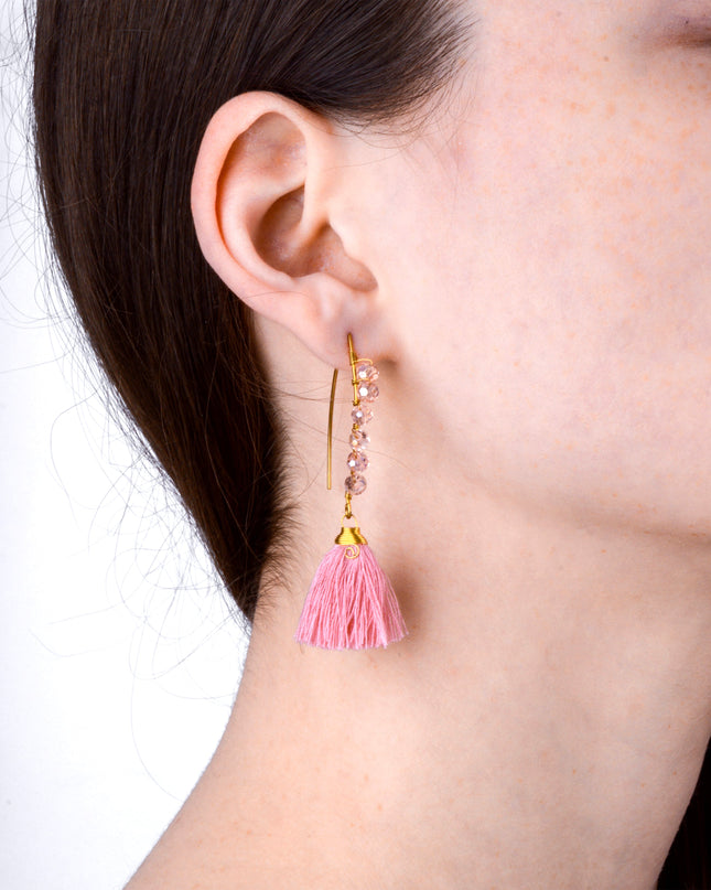 Pink Beaded Earrings for Christmas