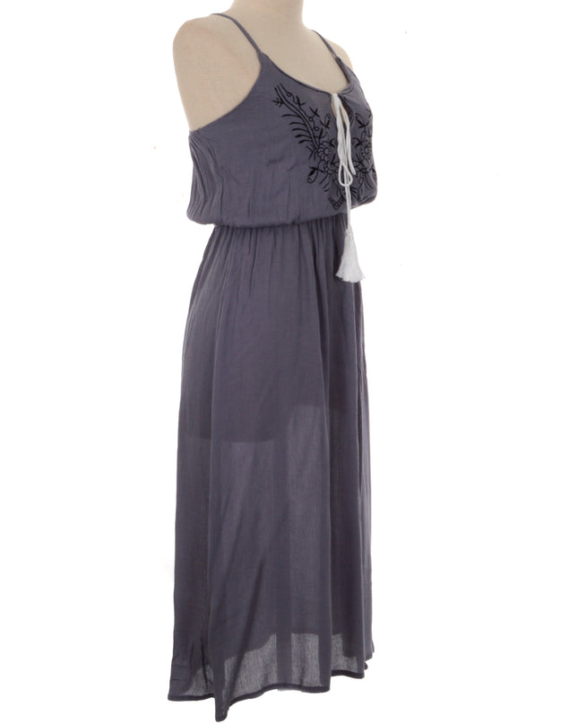 Gray Embroidered Dress