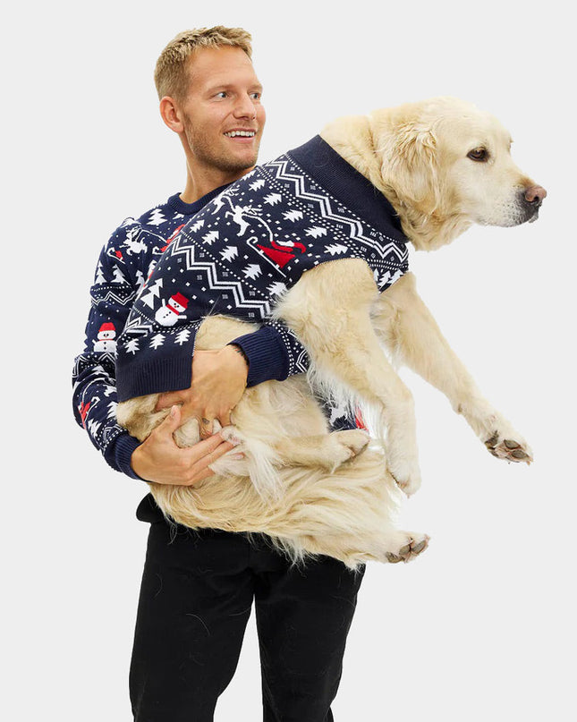 Christmas Sweater for Dogs with Trees, Snowmen, and Santa