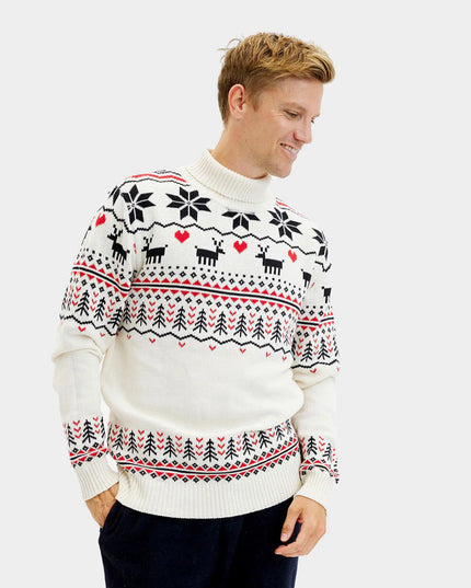 Men's Chic Beige Organic Cotton Roll Neck Sweater