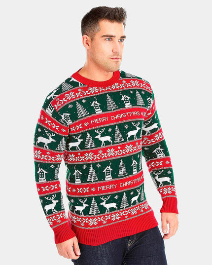Red and Green Merry Christmas Sweater for Couples