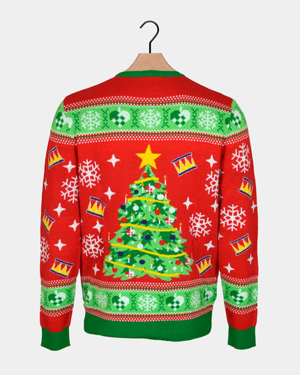 Luminous LED Red Christmas Sweater with Christmas Tree