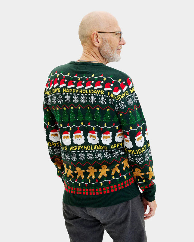 Men's Green "Happy Holidays" Christmas Sweater