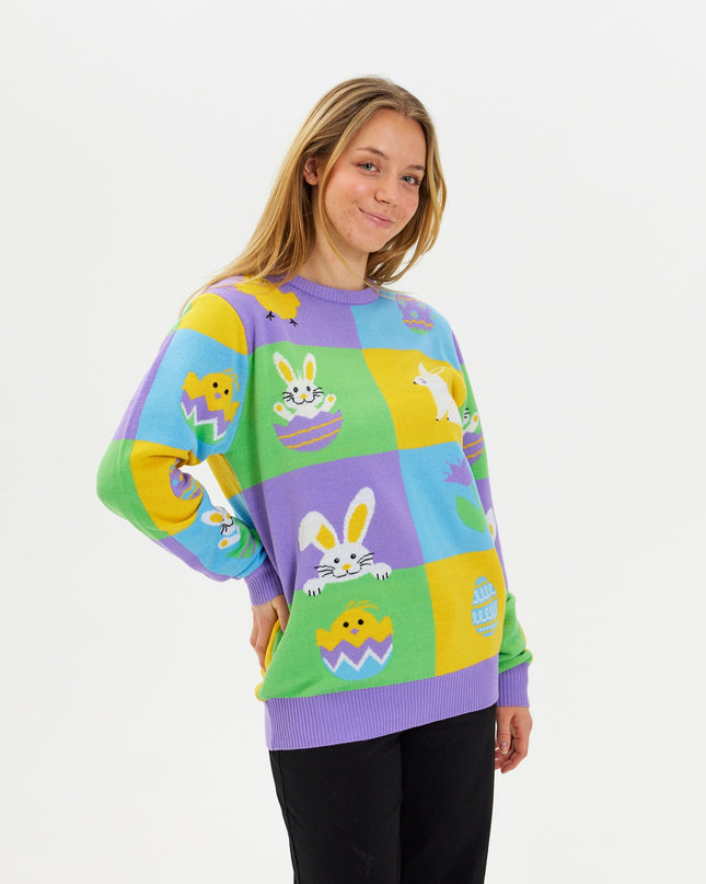 Patchwork Easter Sweater for Women