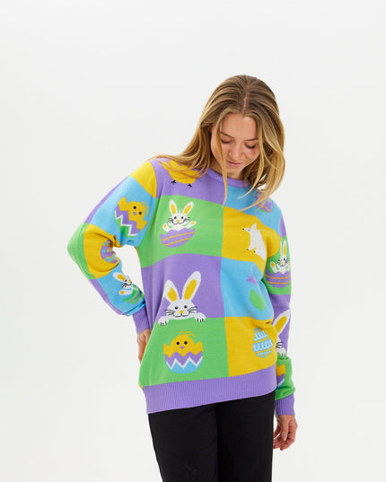 Patchwork Easter Sweater for Women