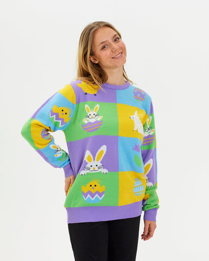 Patchwork Easter Sweater for Women