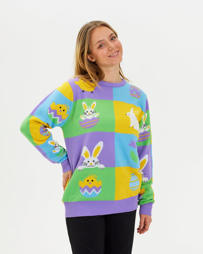 Patchwork Easter Sweater for Women