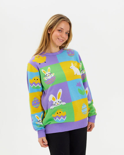 Patchwork Easter Sweater for Women