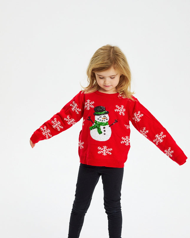 Red Snowman Christmas Sweater for Kids