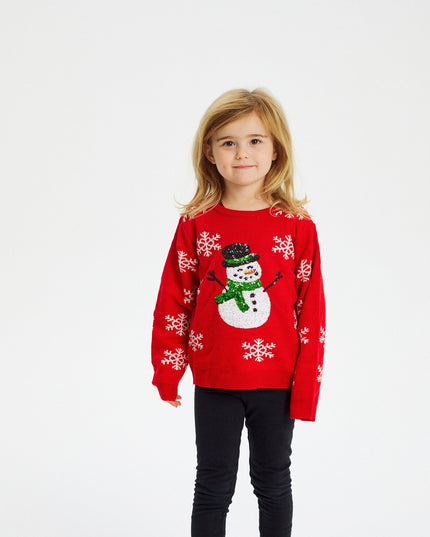 Red Snowman Christmas Sweater for Kids