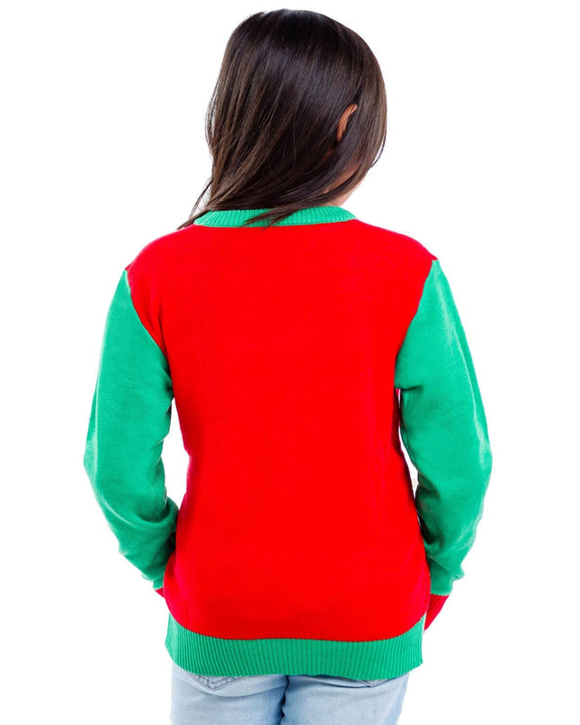 Girl's Cat in Wreath Ugly Christmas Sweater