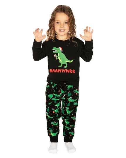 Girl's Rawr Dinosaur Crew Neck Pajama Set