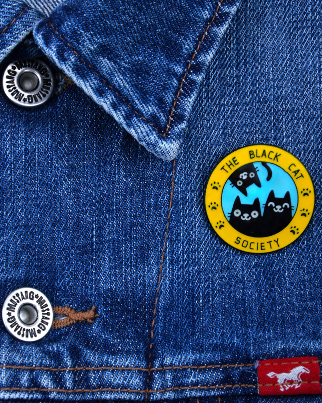 Black Cat Society Pin - Halloween Accessory