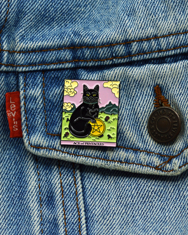 Cat Tarot Pin - Ace of Pentacles Accessory