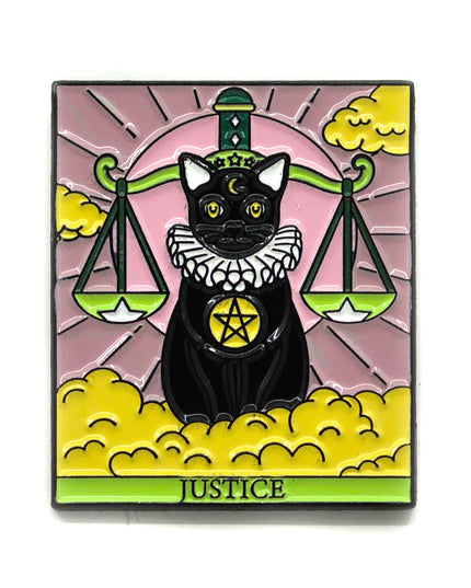 Cat Tarot Pin - Justice Accessory