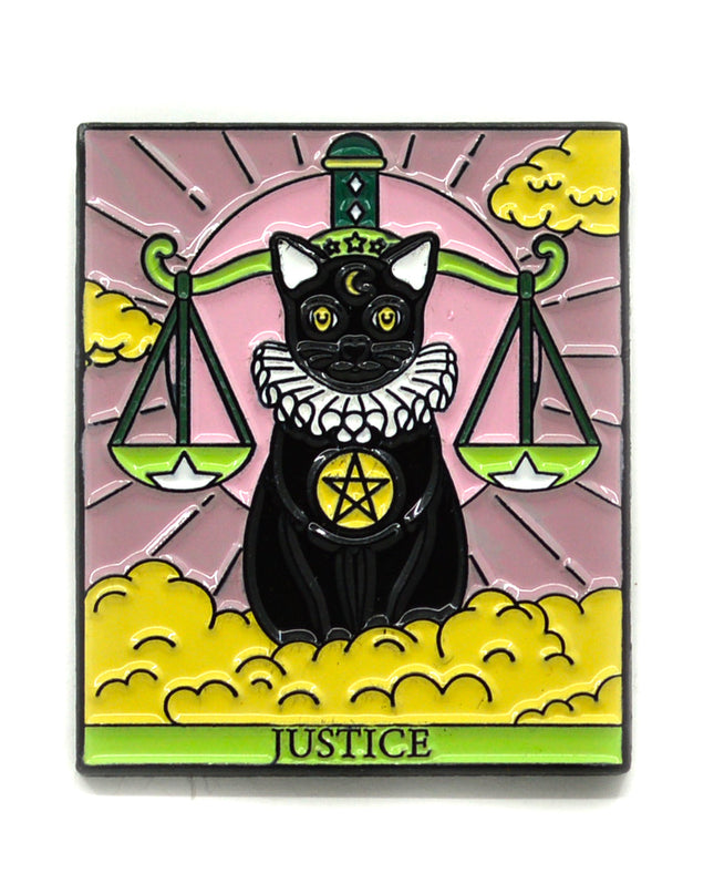Cat Tarot Pin - Justice Accessory
