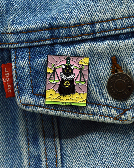 Cat Tarot Pin - Justice Accessory