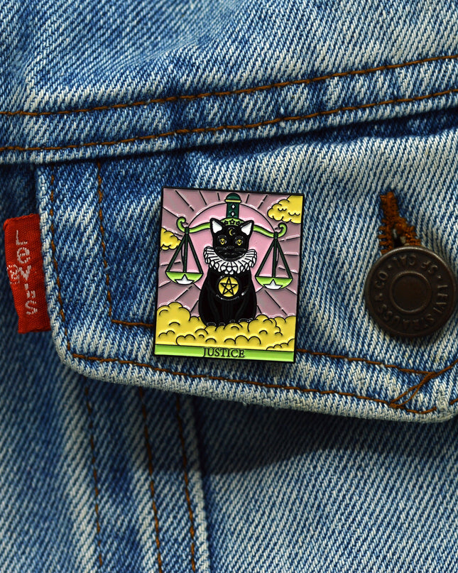 Cat Tarot Pin - Justice Accessory