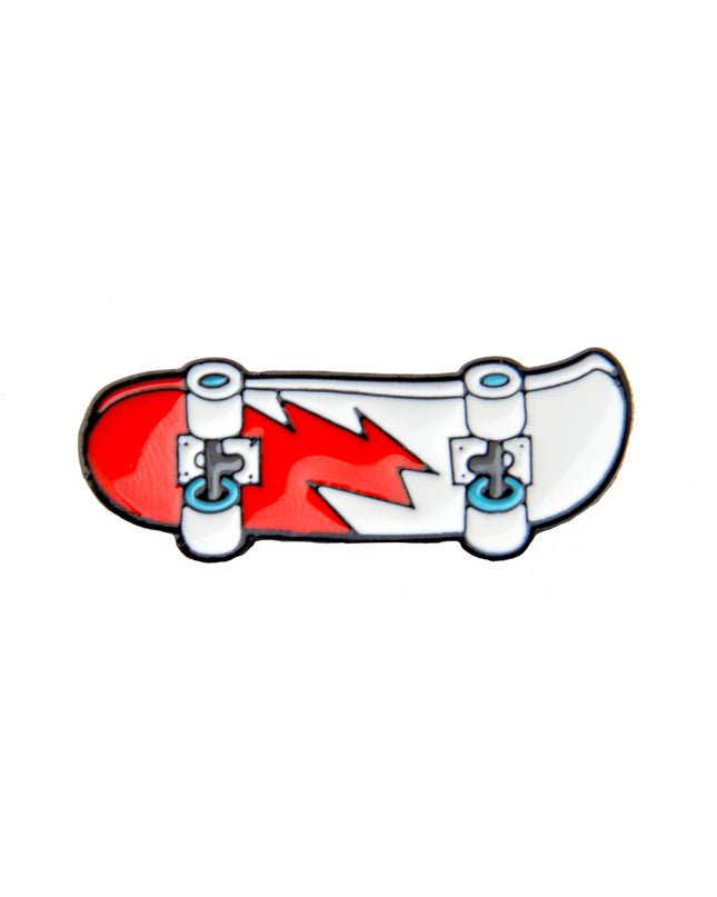Sporty Red Lightning Skateboard Pin