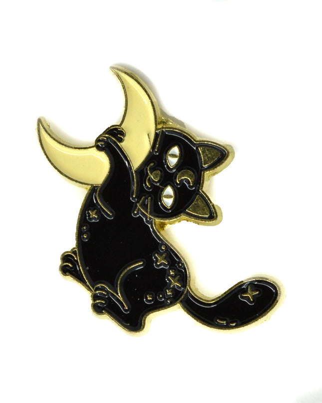 Moon Cat Pin - Charming Halloween Accessory
