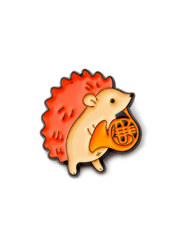 Horned Hedgehog Brooch - Quirky Animal Accessory