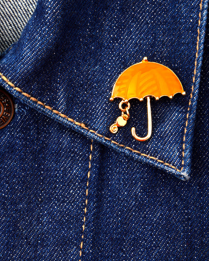 Orange Umbrella Enamel Pin