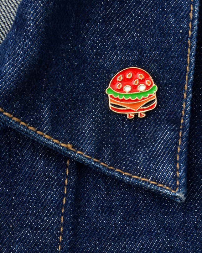 Running Hamburger Badge - Fun Food-Themed Accessory