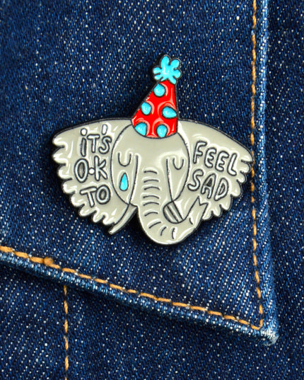 Sad Elephant Plush Badge