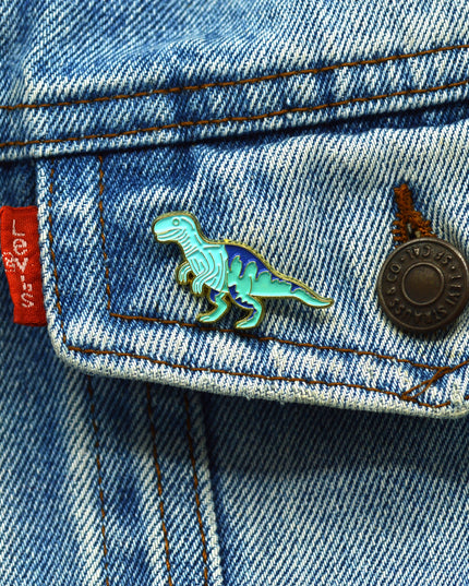 Turquoise T-Rex Badge