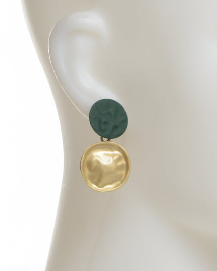 Green Disc Earrings