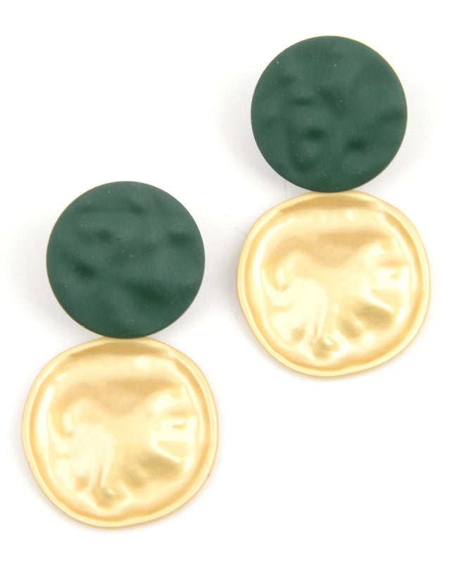 Green Disc Earrings